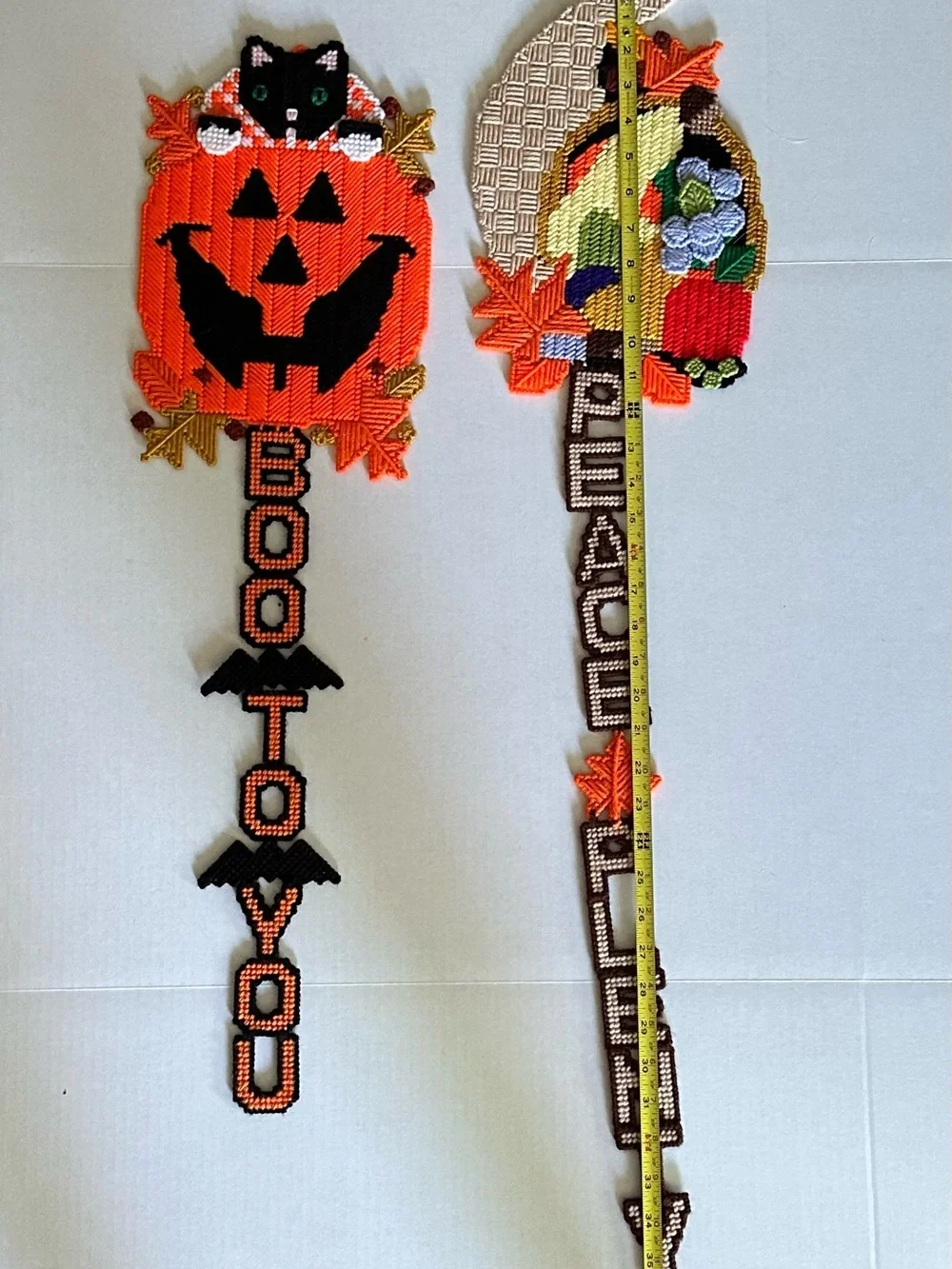 Handcrafted Plastic Canvas Halloween and Fall Thanksgiving Hanging Decor